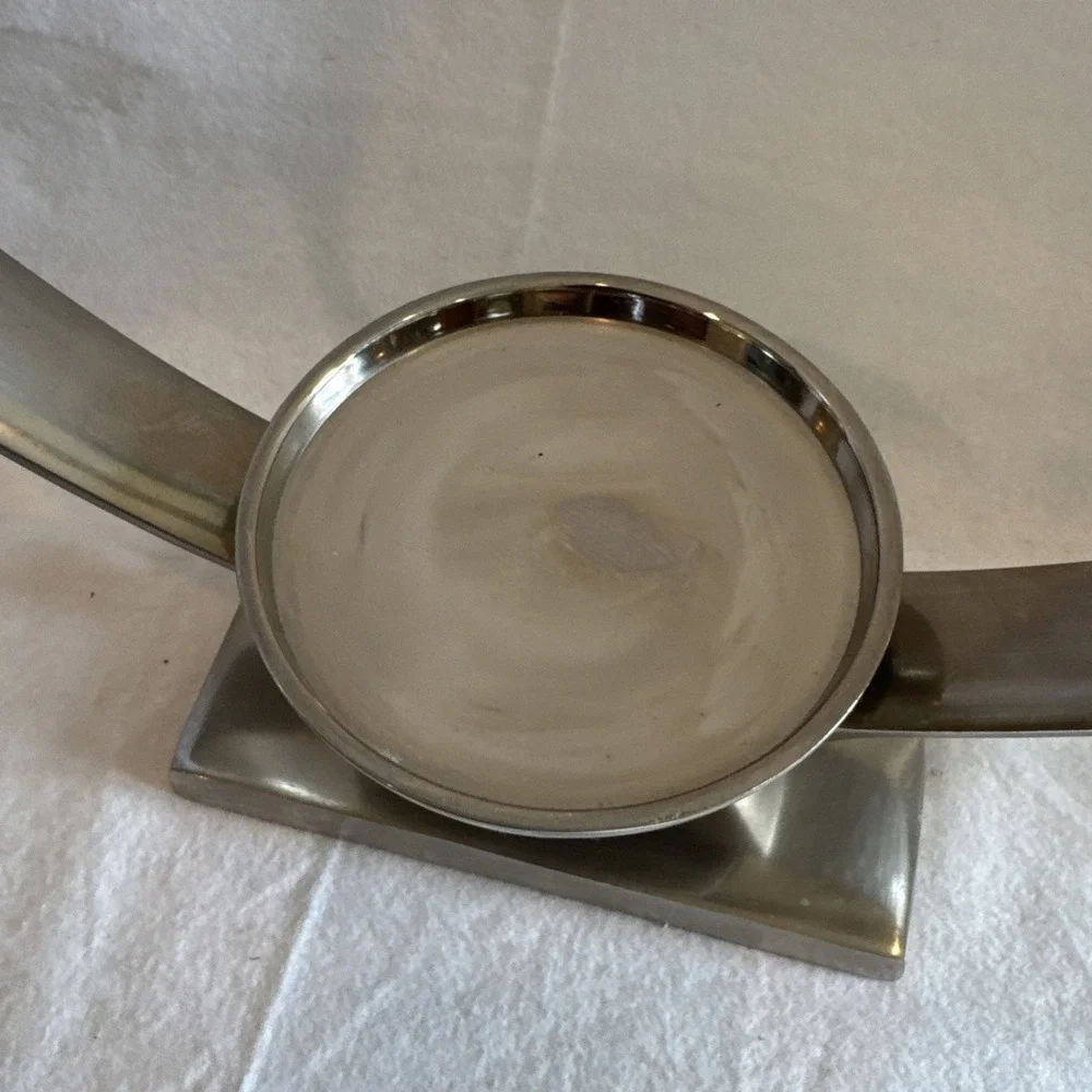 Modern Hammered Silver Halo Ring Candle Holder Sphere Hurricane Glass 15